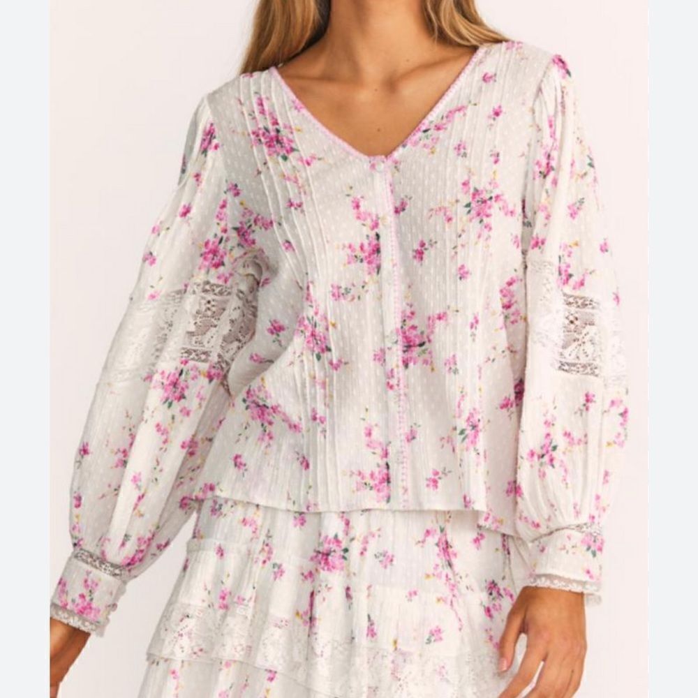 LoveShackFancy Merida Blouse Magenta Light
